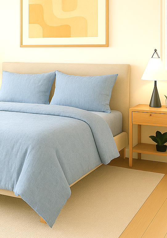 Posteljnina Lan svetlo modra