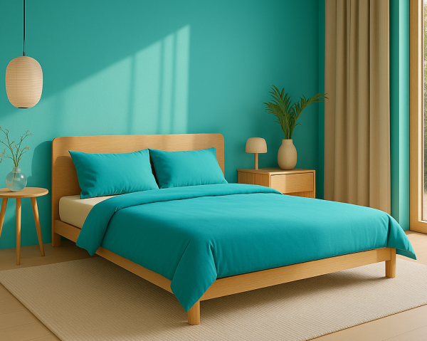 Posteljnina bombaž Percal turkizna 064M