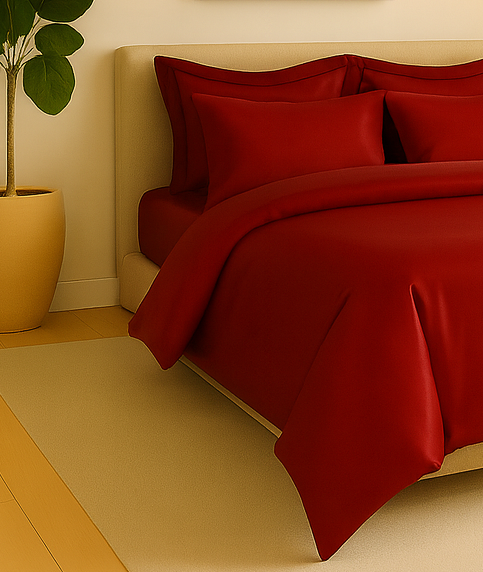 Posteljnina bombaž Saten Fresh&Green bordo