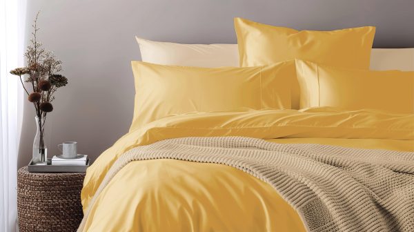 Posteljnina bombaž Saten rumena 130M