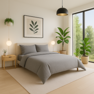 Posteljnina bombaž flanela Platino siva