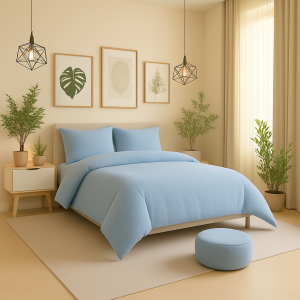 Posteljnina bombaž flanela modra