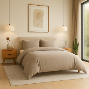 Posteljnina bombaž flanela peščena