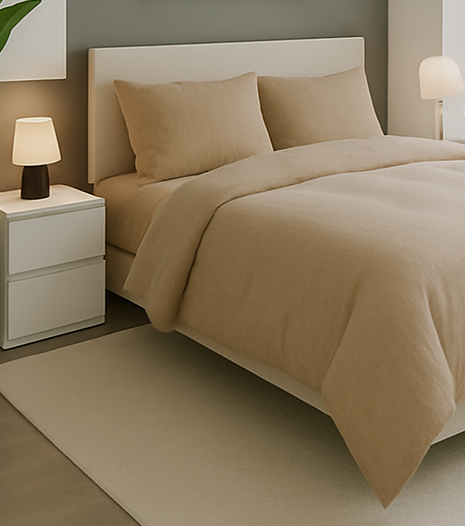 Posteljnina Lan beige Peščena